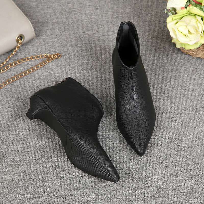 Móda FHC Europea NOVÉ Dámské Kotníkové Boty, Podzimní/Zimní Obuv, Nude Botas, Špičatá Špička, Nízký Jehlový Podpatek, Zadní Zip, BÍLÉ, ČERNÉ, Dropshipping