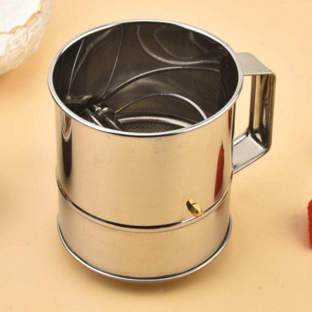 Stainless Steel Flour Sifter Hand Crank Powder Sugar Shake Powder Sugar Sifter  Baking