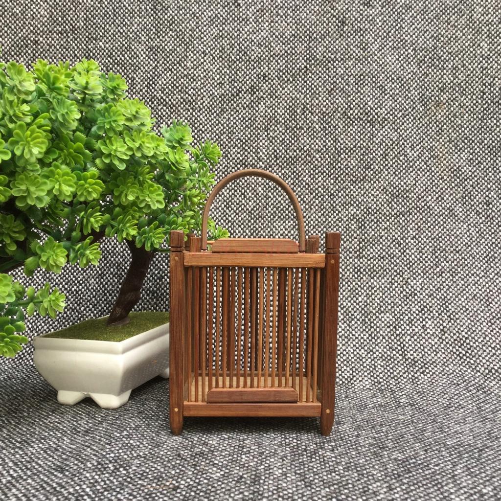 Natural Bamboo Products Encrypted Grasshopper Cage Retro Handmade Single Grid