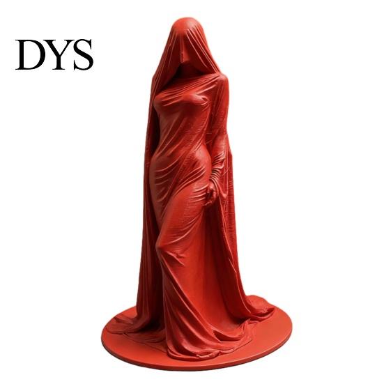 Stylish Desktop Display Statue Veiled Lady Ghost Statue, 3D Printed Shrouded Woman Sculpture, Gothic Hooded Mysterious Masked Figure Reaper Figurine,