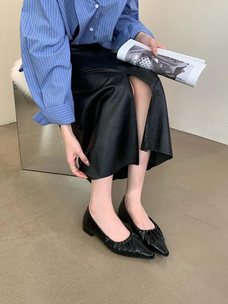 fashion Pointed Toe Women Loafers 2024 New Arrivals Black Gold Silver Red Low Flat Heeled Shallow Slip On Dress Shoes Woman Size 35-39