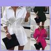 Elegant Women's Long Sleeve Shirt Dress Mini Dress With Comfortable Fit And Stylish Design
