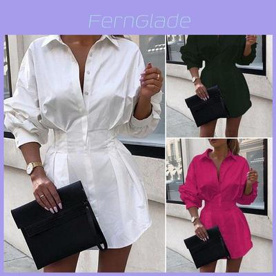 Elegant Women's Long Sleeve Shirt Dress Mini Dress With Comfortable Fit And Stylish Design