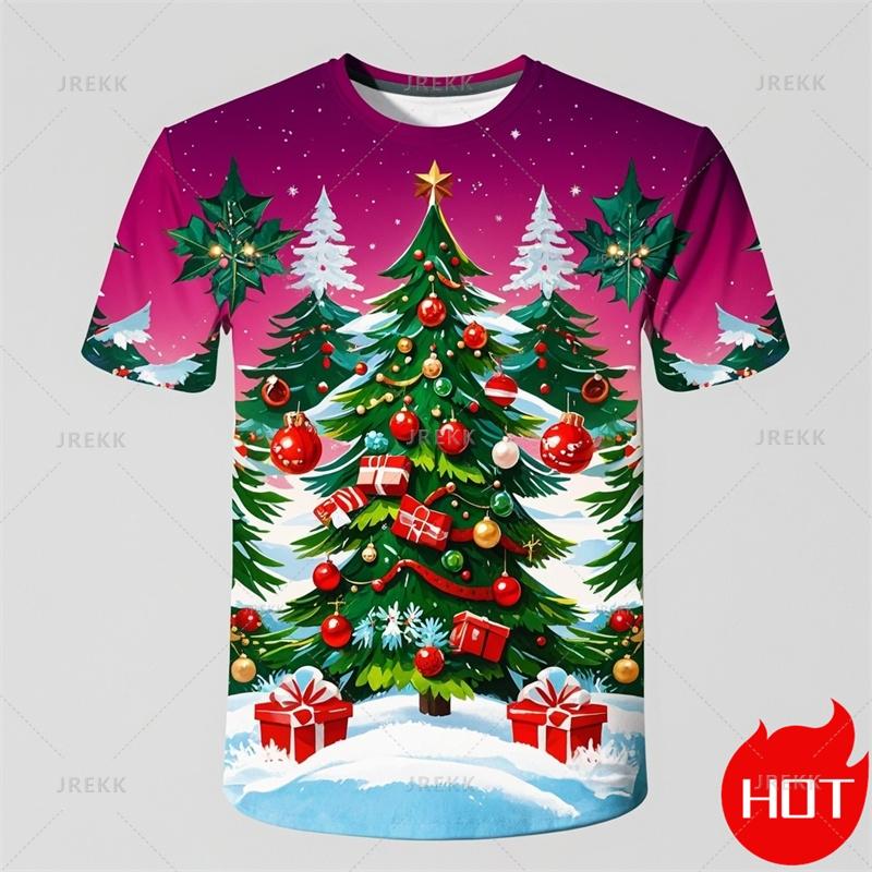 Καλοκαιρινή Μόδα 3D Χαρούμενα Χριστούγεννα Τυπωμένο T-Shirt Χαριτωμένο Άγιος Βασίλης Χριστουγεννιάτικα Γραφικά T-shirts Άνδρες Αστεία Ρούχα Δρόμου Ανδρικά Ρούχα