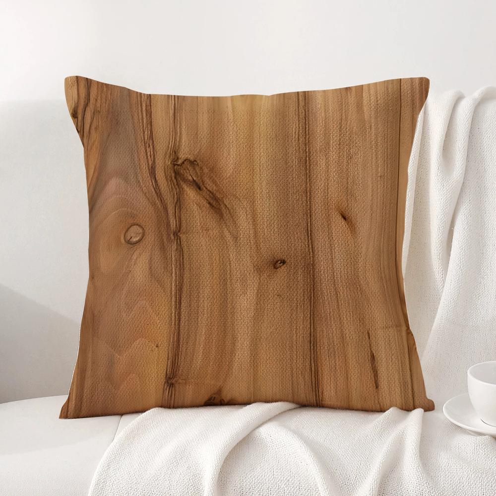 Classic Wood Grain Cushion Cover Natural Linen Organic Fabric DoubleSided Printing Sofa Home Decor Gift Pillow Cover