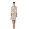 Nine-Sleeve Pleated Two-Piece Professional Dress - Spring/Autumn Style