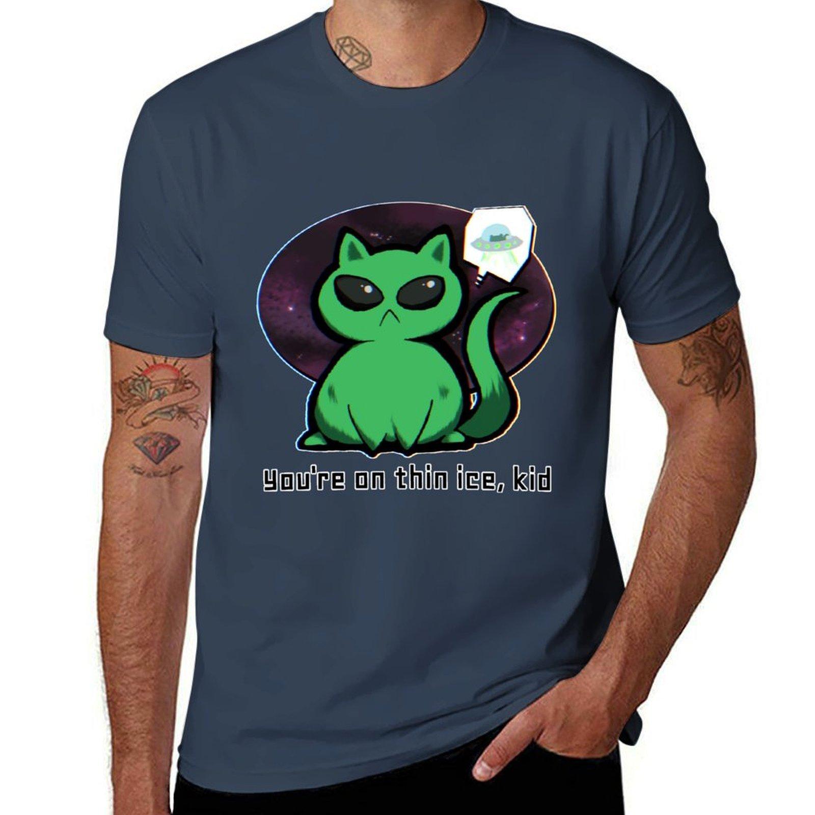 Alien Cat T-Shirt t shirts for man graphic funny man t shirt cotton high quality T-Shirt S