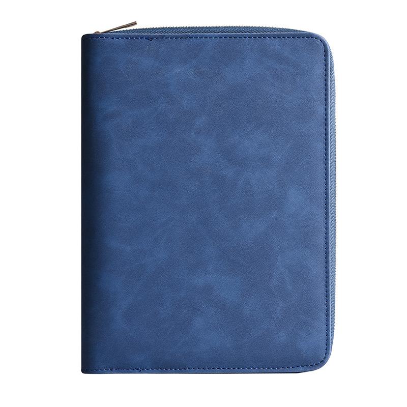 Fine Faux PU Leather Hardcover Gift Zipper 6 Rings Loose-leaf Spiral Notebook Retro B5 Organizer/Planner