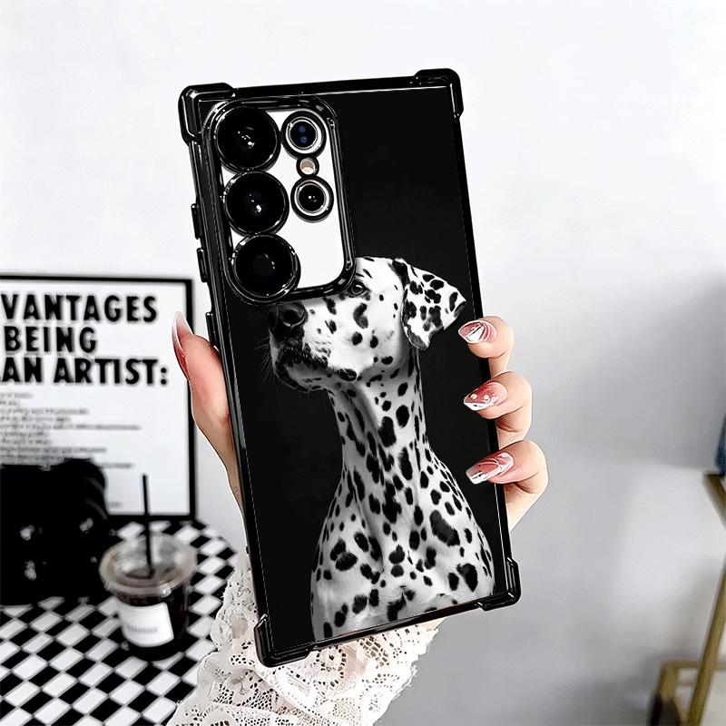 Dalmatian Cute Dog Plating Phone Case For Samsung Galaxy S24 S25 FE S26 Edge S23 Ultra S22 S21 Plus S20 Anti-Fall Airabag Cover