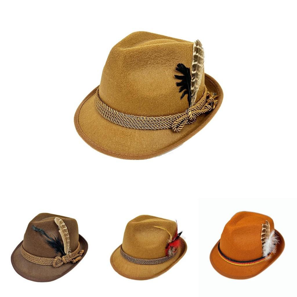 Beer Festival Jazz Hat Costume Prop For Oktoberfest Celebrations With Feather