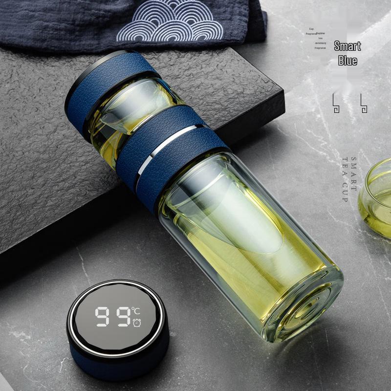 MingZhanXuan Smart Portable Double-Layer Tea Separation Glass Cup