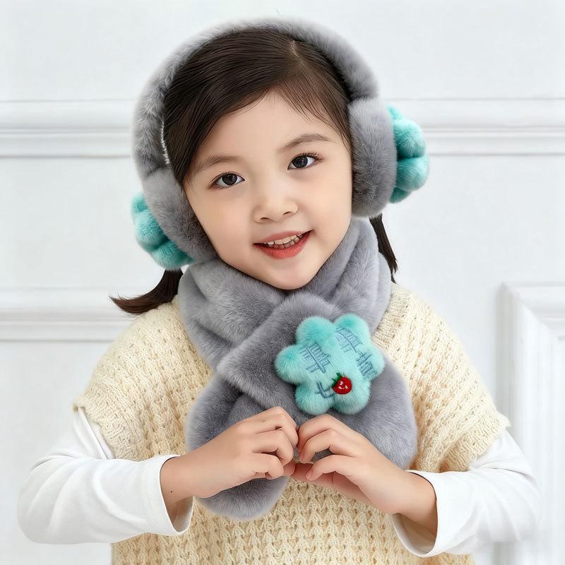 2025 Children's Cartoon Rabbit Fur Scarf – Thickened, Plush, Autumn/Winter Baby Neck Warmer for New Year and Christmas.