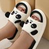 Cute Panda Four Seasons Household PVC Soft Bottom Couple Cartoon Cotton Linen Slippers