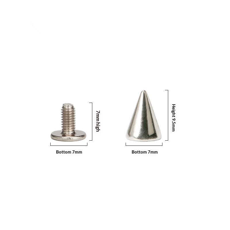 Silver Cone Spike Metal Cone Studs Punk Garment Rivets For Diy Leathercraft Decoration Bags Shoes Nail Clothing Accessories