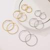 3 Pairs Hyperbole Big Gold Color Metal Hoop Earrings Set for Women Simple Round Circle Earring Female Silver Color Daily Jewelry