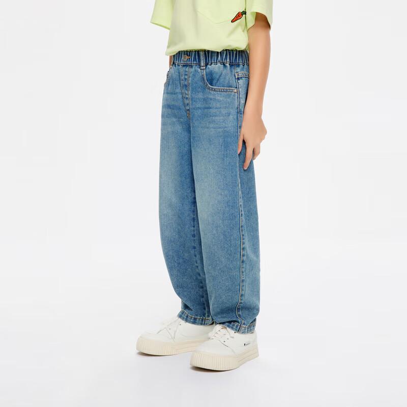 little MO&Co. Kids  Elastic Graffiti Straight-Leg Denim Jeans 140