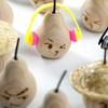 2pcs Handmade Artificial Pear Sculpture Cute Perfume Diffuser Wood Pear Statue  Desktop Decoration