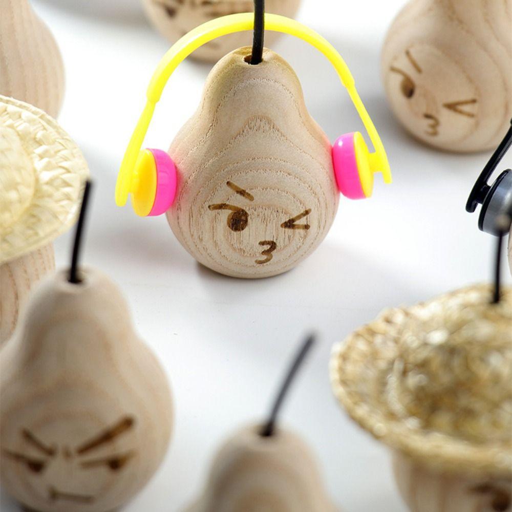 2pcs Handmade Artificial Pear Sculpture Cute Perfume Diffuser Wood Pear Statue Desktop Decoration