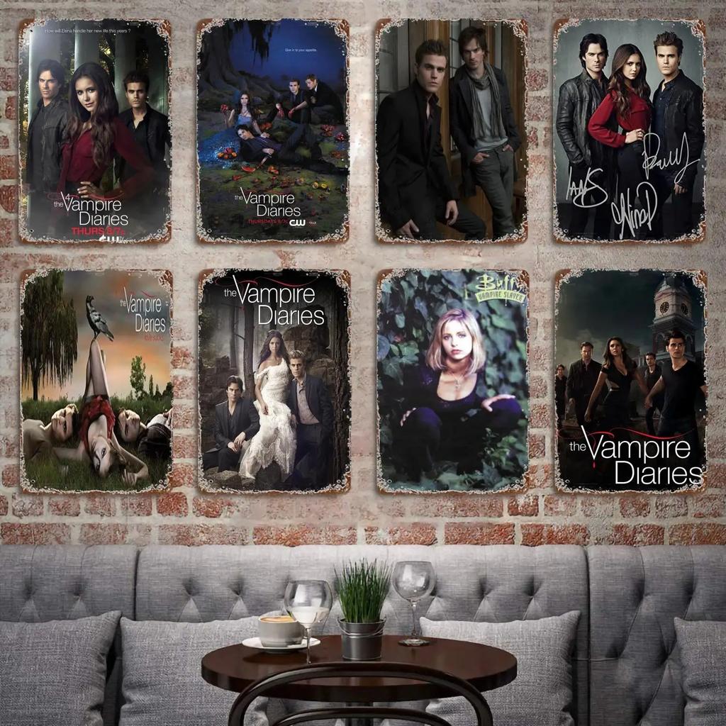 The Vampire Diaries Poster Decorativo in Metallo Segno di Latta Vintage Segno Metallico Placca Decorativa per Pub Bar Man Cave Club Decorazione Murale