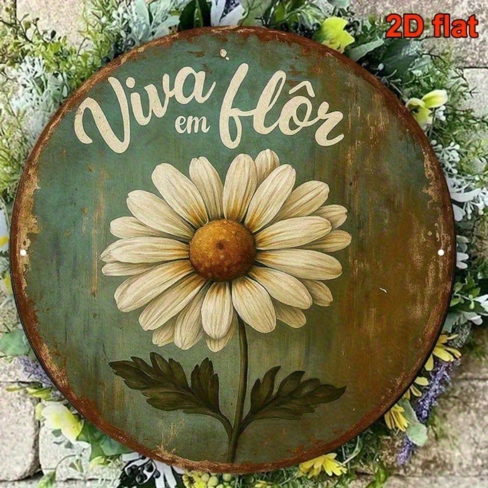 Vintage Portuguese Floral Metal Wall Art 8x8 Inch Rustproof Aluminum Plaque Home Decor