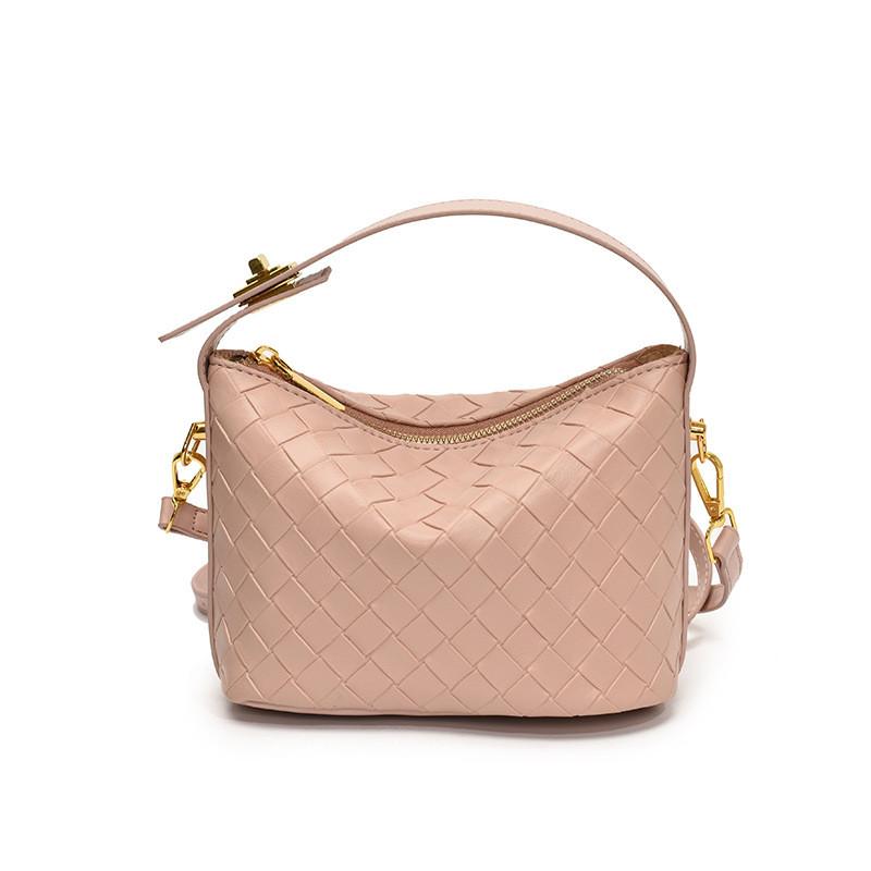 Pu Texture Woven Single Shoulder Crossbody Bag Solid Color Handbag Fashion Women