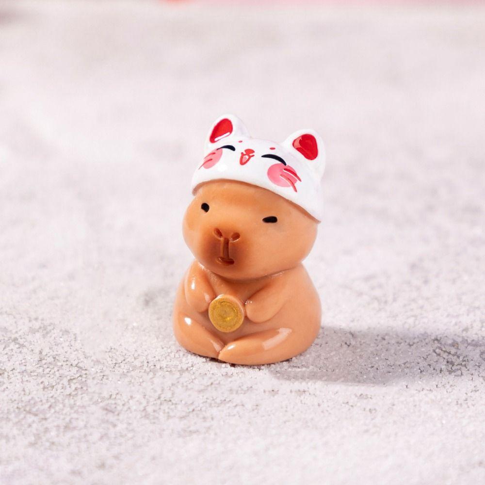 Chinese New Year Cartoon Capybara Figurines Resin Getting Rich Lucky Charm Cute Car Ornament  Gift