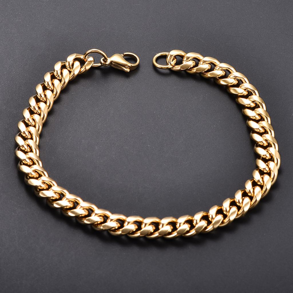 Men's Stainless Steel Cuban Link Chain Bracelet for Women Punk Hand Bangle Gold/Silver Wrist Jewelry Accessories DIY Gift
