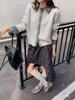 Japan and Korea splicing denim design sense knitted cardigan 1011 autumn and winter new loose casual sweater jacket women's clothing