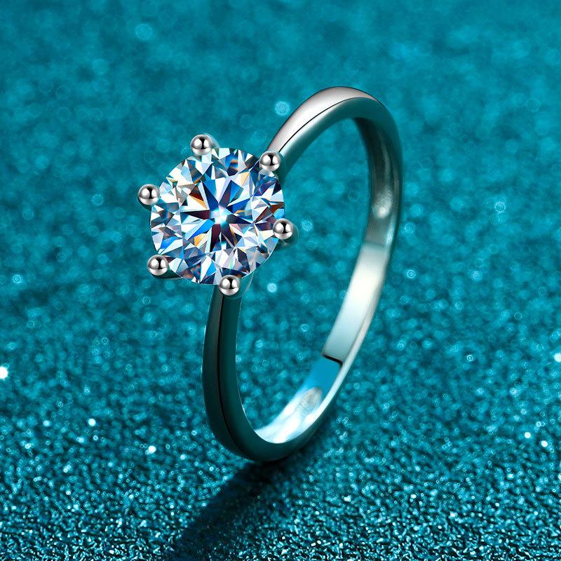 

Классическое кольцо с шестью когтями, трендовое кольцо с одним бриллиантом, прямое, закрытое кольцо с бриллиантом, серебро S925, звездное кольцо с бриллиантом No. 9