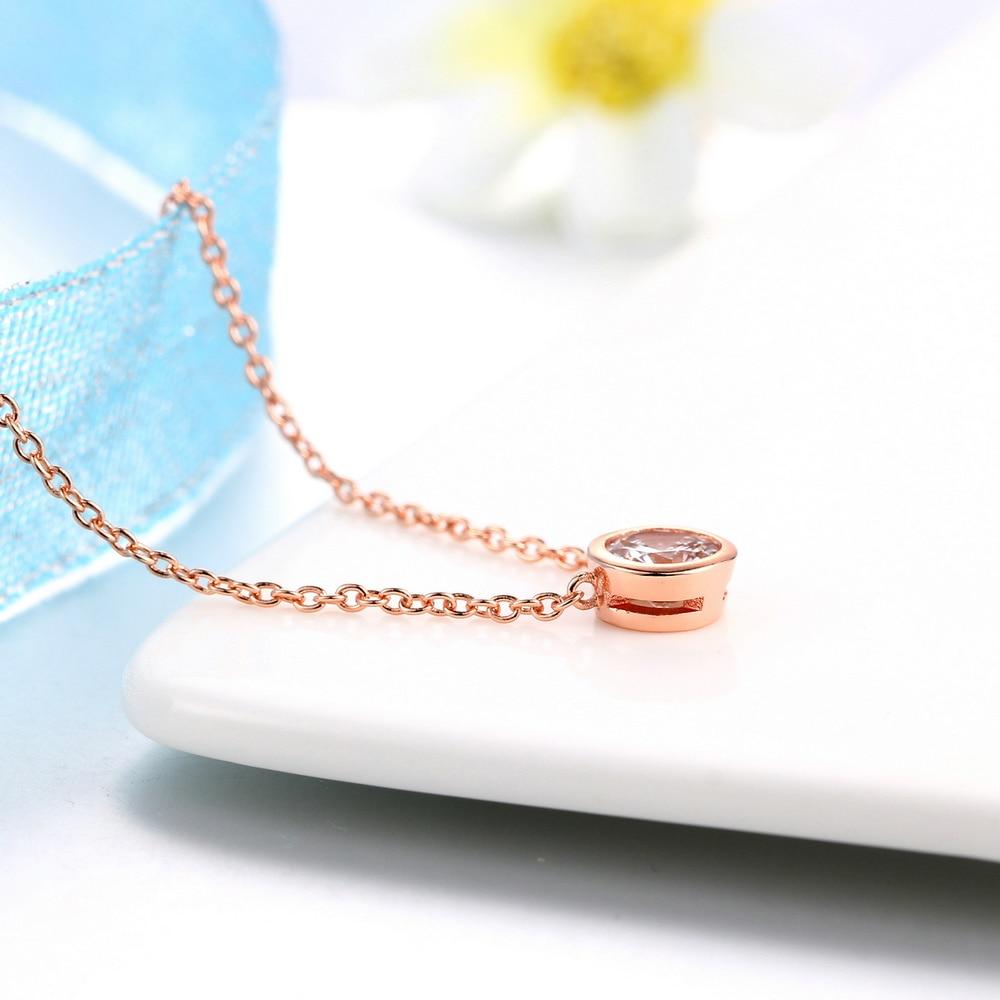 Semplici Collane con Ciondolo Rotondo Piccolo Ragazze Tono Oro Rosa Cristallino Colorato Per Donne Catena al Collo Gioielli Ciondolo Trendy