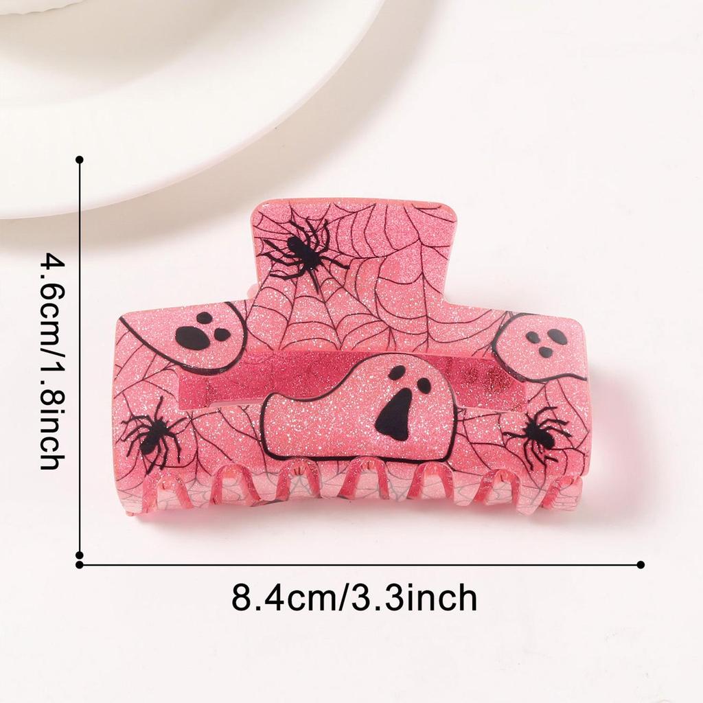 Creative Halloween Glitter Ghost & Spiderweb Hair Clip for Women