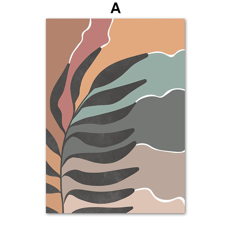 Sun Leaves Rainbow Abstract Geometry Boho Nordic Wall Art Painting Gallery Posters And Prints Wall Picture For Living Room Decor