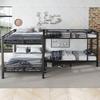 Iron Bed, Bunk Bed, Three-Step Ladder, Stable Slatted Frame, Multi-Bed Configuration, Beds In Different Sizes, Iron, Black, 90x200cm&140x200cm