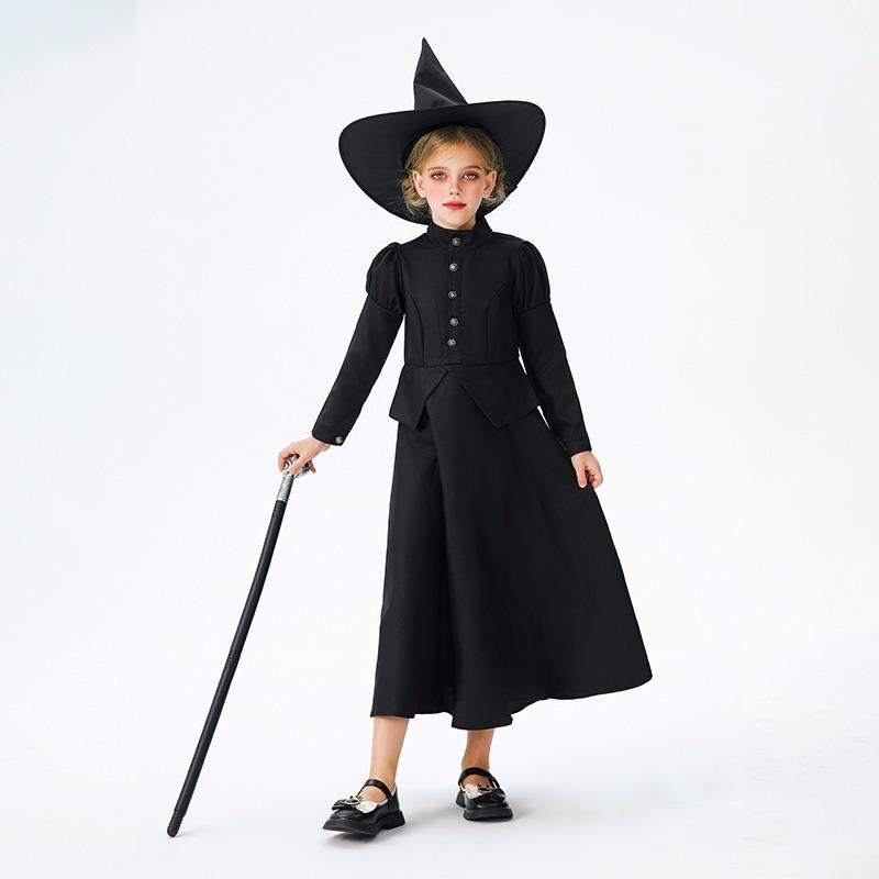 Halloween children's costumes cos magician witch dress robe medieval vampire show children's dress