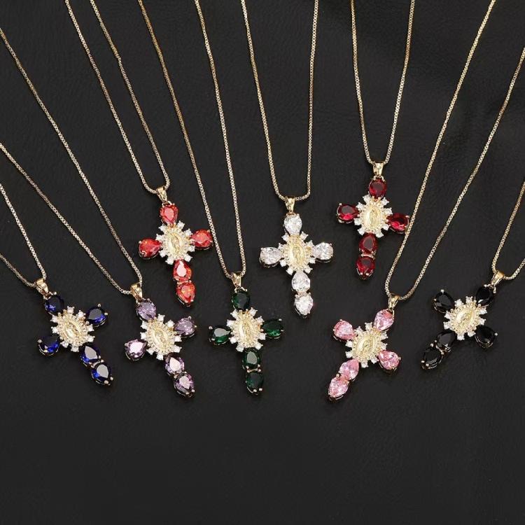 Funkelndes Jungfrau-Kreuz Halskette Verstellbare Jungfrau-Kreuz Halskette Schmuck Personalisierte Halskette Ornament