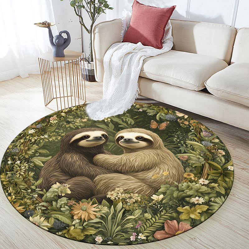 

Two Sloths pattern round rug,Carpet Rug for Living Room Bedroom Playroom ,Non-slip Floor Mat,Holiday Gifts and Birthday Gifts. 80cmx80cm