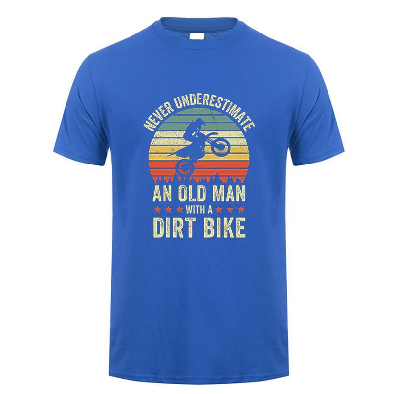 Never Underestimate An Old Unisex With A Dirt Bike Riders Tshirt Unisex Short Sleeve Cotton Tshirts Gift Tees Unisex Tops Dy300