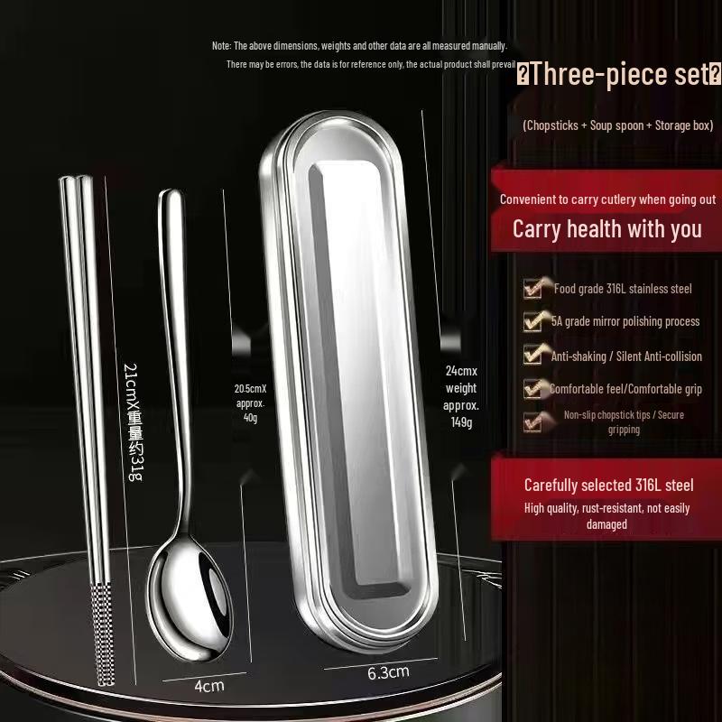 

ZISIZ 316L Antibacterial Stainless Steel Chopsticks & Spoon Set