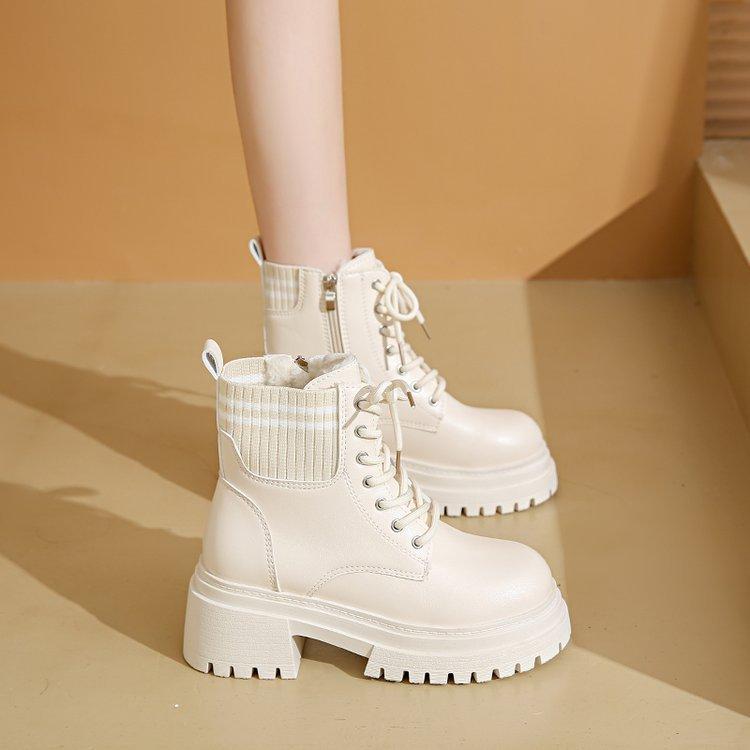 Large size Martin boots women's autumn and winter thick-soled white versatile British feet small explosive short boots Maillard early autumn boots