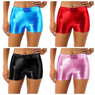 Dámske horúce nohavice Lesklé kovové Boyshort Rave Dance Swiming Booty Shorts Hot Pants