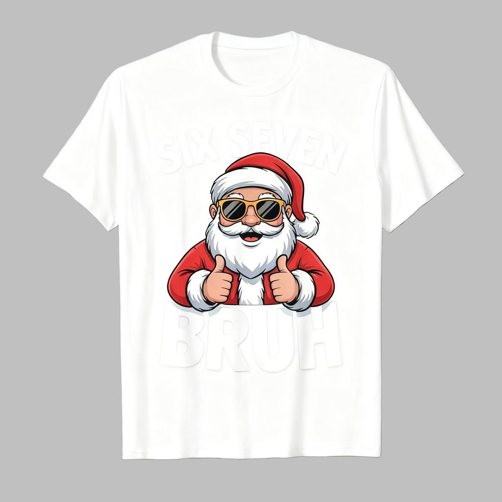 Funny Meme Tee Vintage Tshirt 67 Meme Christmas Santa Claus Funny Six Seven for Men Women Cotton Loose T Shirts Short Sleeve