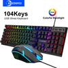 USB Kablolu Klavye RGB Renkli Oyuncu Klavyesi Mekanik Hisli Klavye 104 Tuş Standart Klavye Windows Dizüstü Bilgisayar için