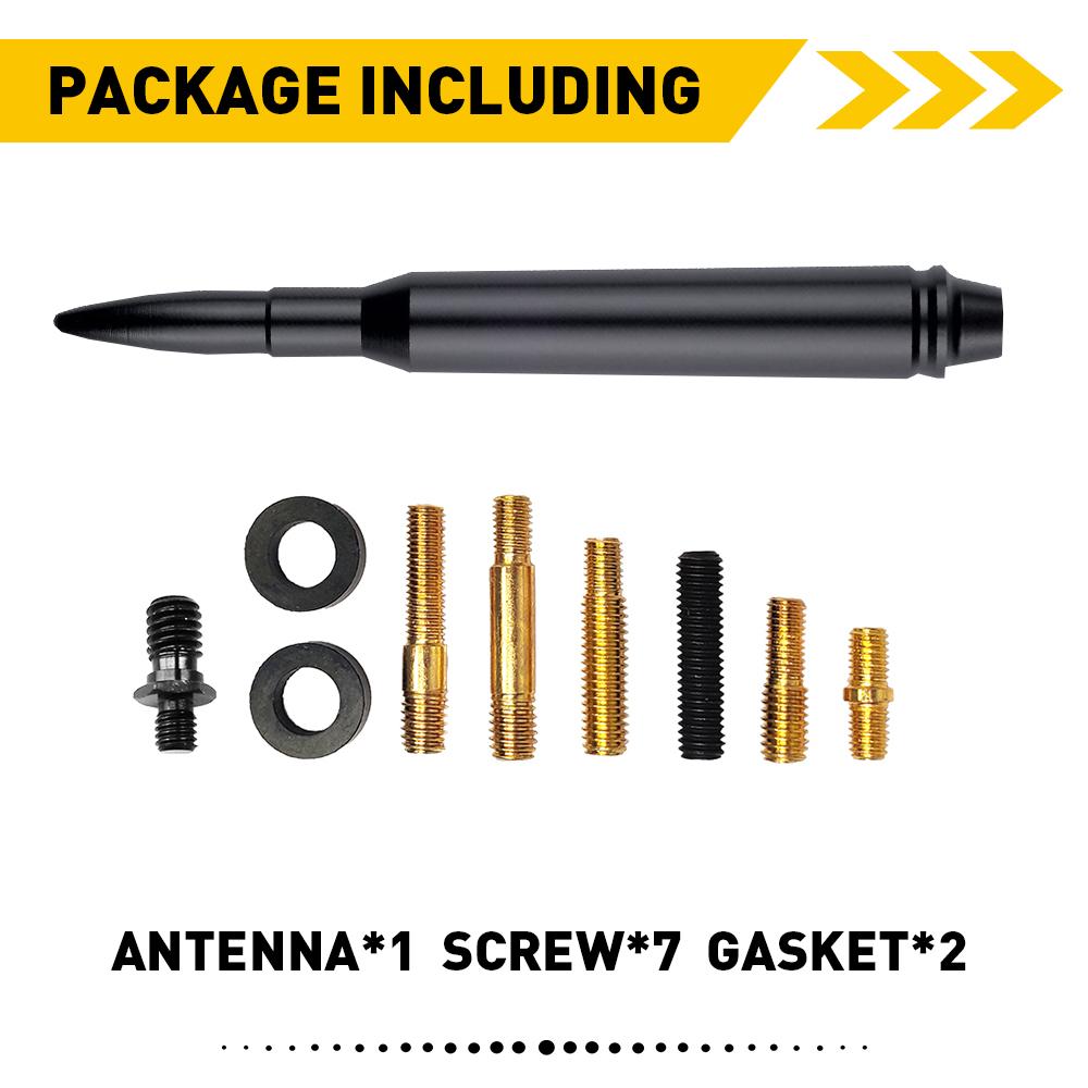 1Set Car Short Bullet Antenna Mast Radio 5.7Inch Black Aluminum For Motorcycles Cars Street Rods Car Accessories