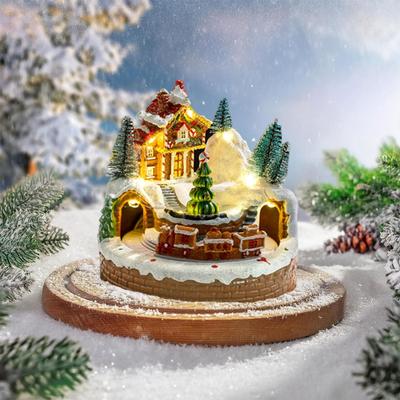 Christmas Music Box Rotating Train Creative Electric Xmas Gift for Kids Adults Decorative Piece