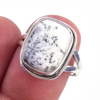 Natural Dendrite Opal Gemstone Handmade 925 Solid Sterling Silver Ring S.8 Y6z09