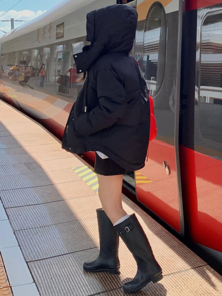 Winter Puffer Jackets Women Thick Warm Down Cotton Padded Coat Female Fashion Oversize Hooded Grey Loose Short Parkas