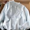 Korean Style 3D Bow Round Neck Knit Women's Fall College Sweater Cardigan