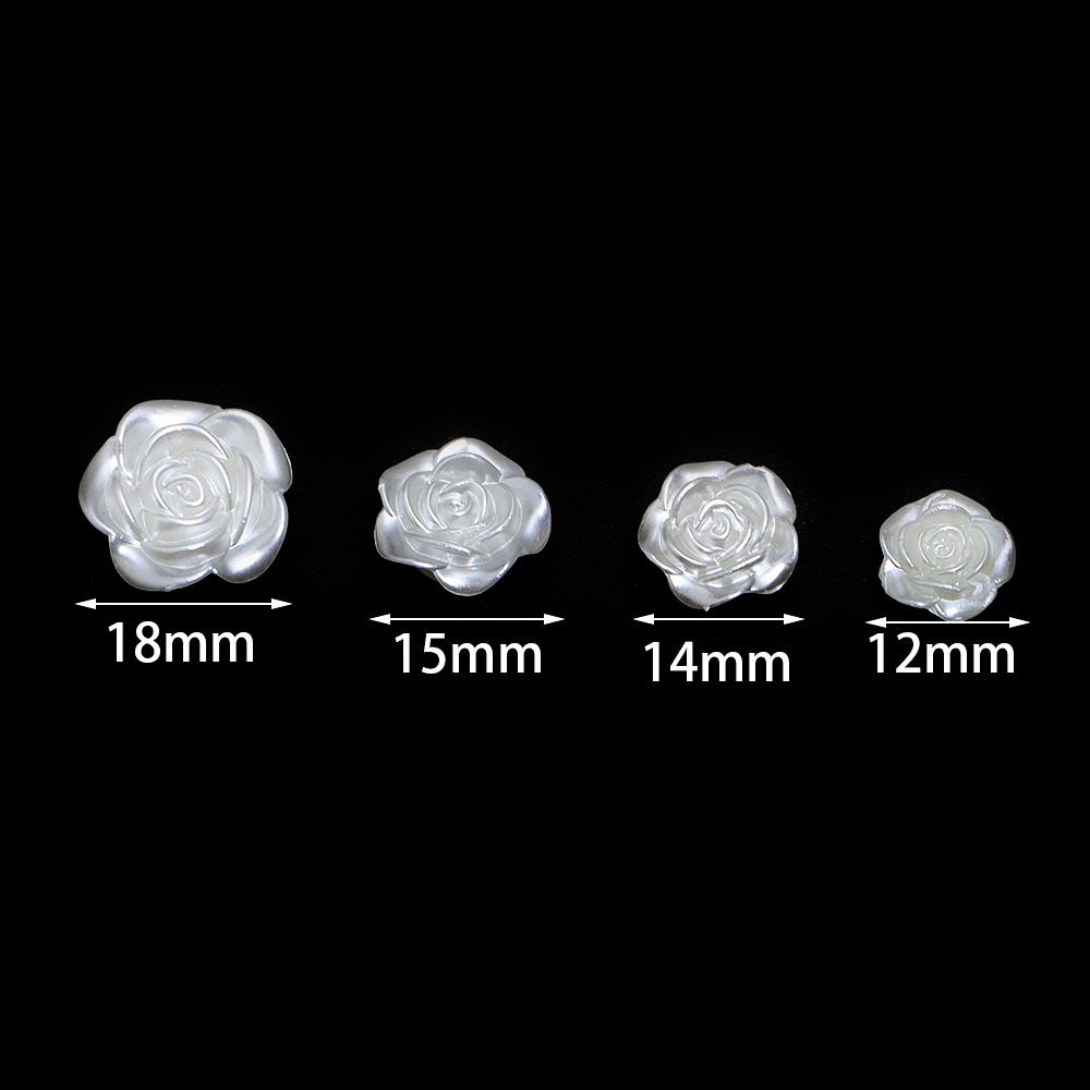 12 14 15 18mm ABS Imitation Pearl Rose Beads For DIY Charm Handmade Earrings Bracelets Jewelry Making Single Hole Spacer Beads