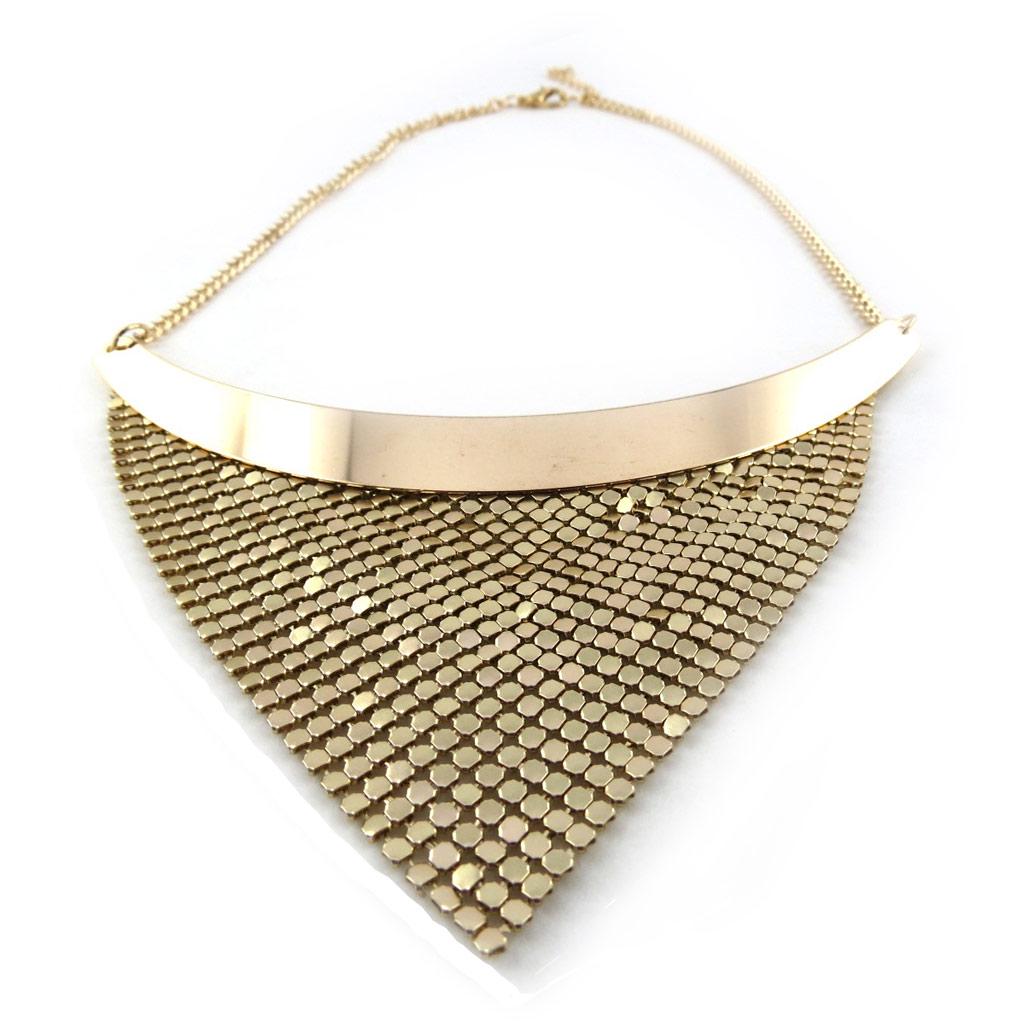 Les Trésors De Lily [N0692] - Golden 'Cotte De Maille' Designer Necklace