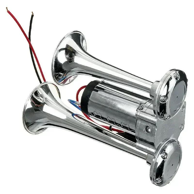 600DB 12V Dual Trumpets Super Loud Car Electric Horn Truck Boat Train Speaker Car 12V Compressor Air Horn with Wires Relay